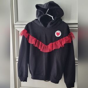 Valentine's Day Black Hoodie with Red Tule - 6